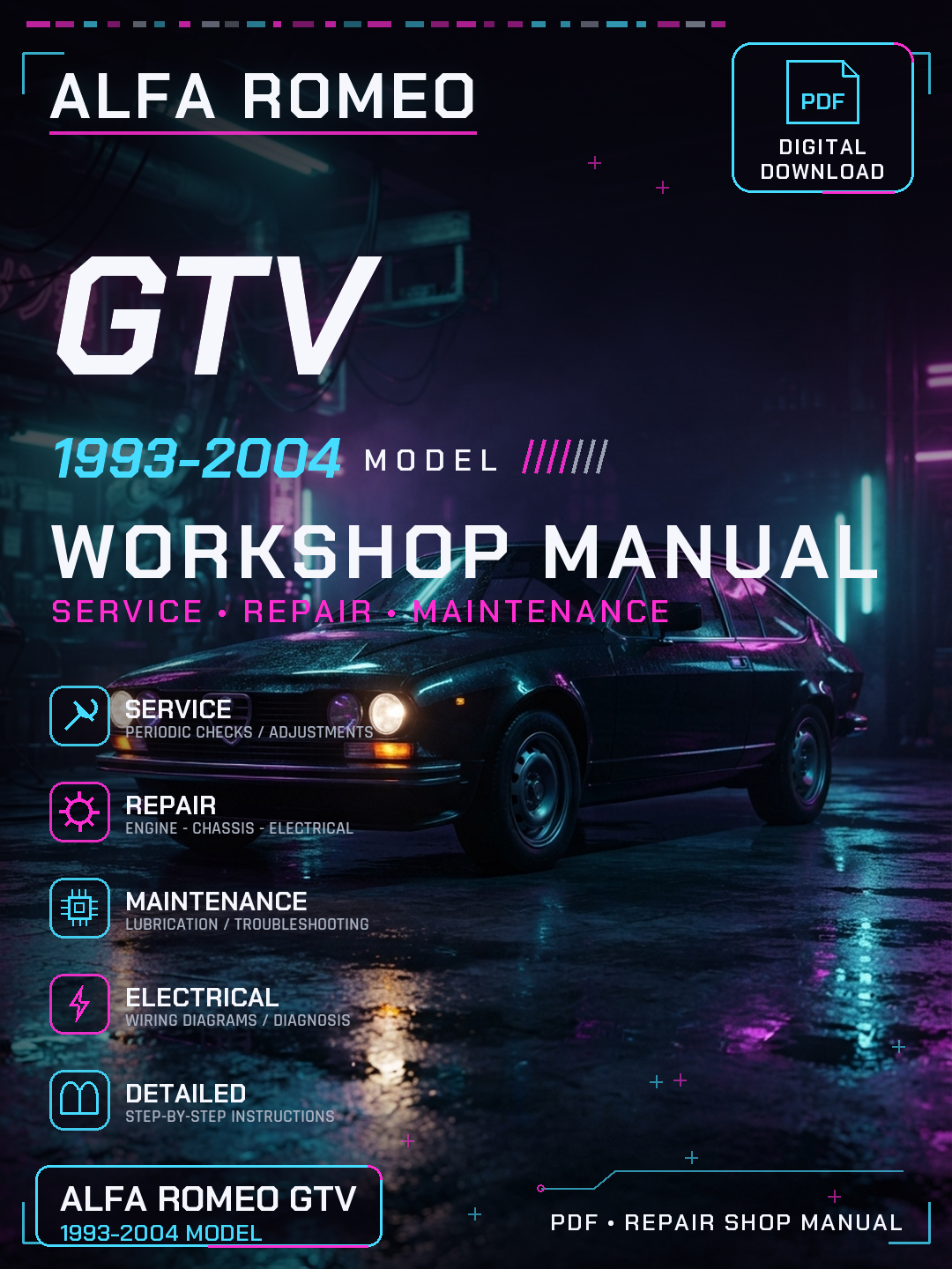 Alfa Romeo GTV 1993 1994 1995 1996 2004 Workshop Repair Service Manual