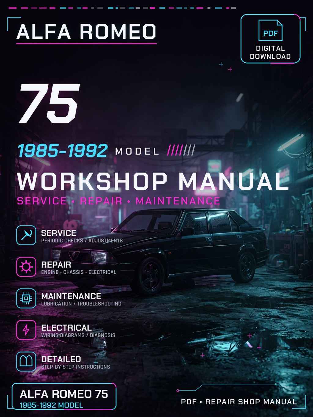 Alfa Romeo 75 1985 1986 1987 1988 1992 Workshop Repair Service Manual
