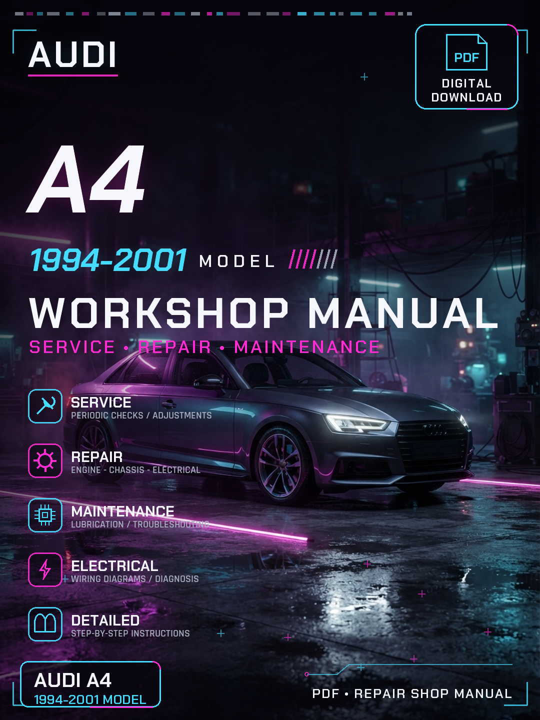 Audi A4 1994 1995 1996 1997 1998 2001 Workshop Repair Service Manual