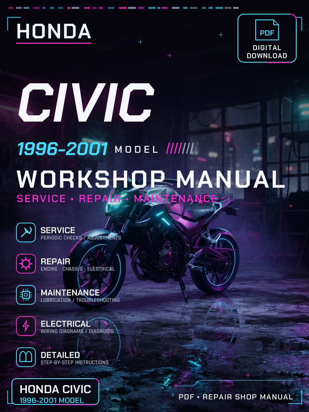 Honda Civic 1996 1997 1998 1999 2001 Workshop Repair Service Manual
