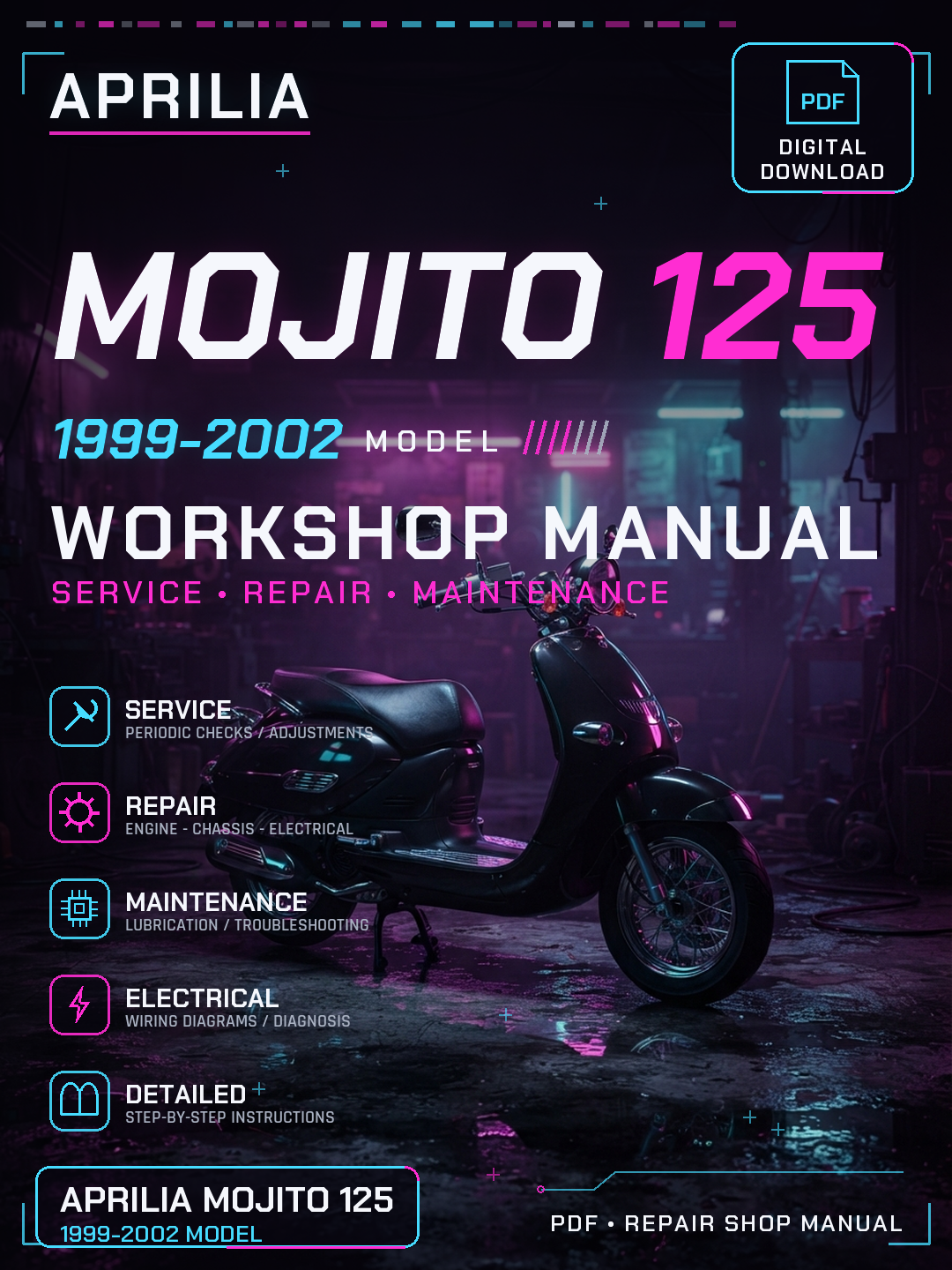 Aprilia Mojito 125 1999 2000 2001 2002 Workshop Repair Service Manual