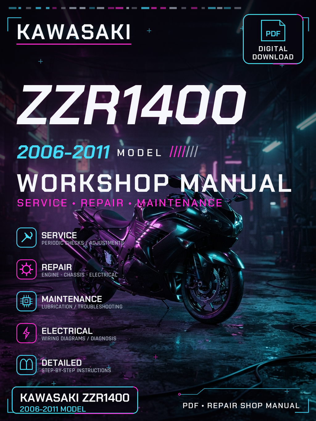 Kawasaki ZZR1400 2006 2007 2008 2011 Workshop Repair Service Manual