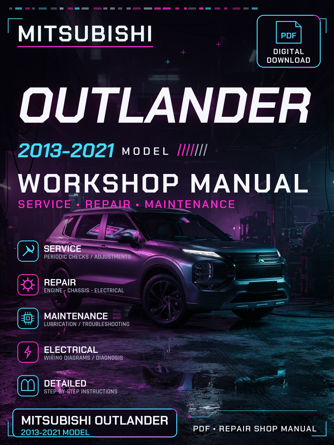 Mitsubishi Outlander 2013 2014 2015 2021 Workshop Repair Service Manual