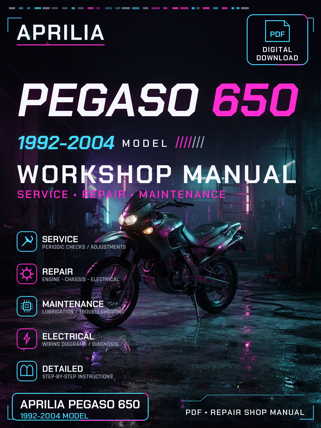 Aprilia Pegaso 650 1992 1993 1994 2004 Workshop Repair Service Manual