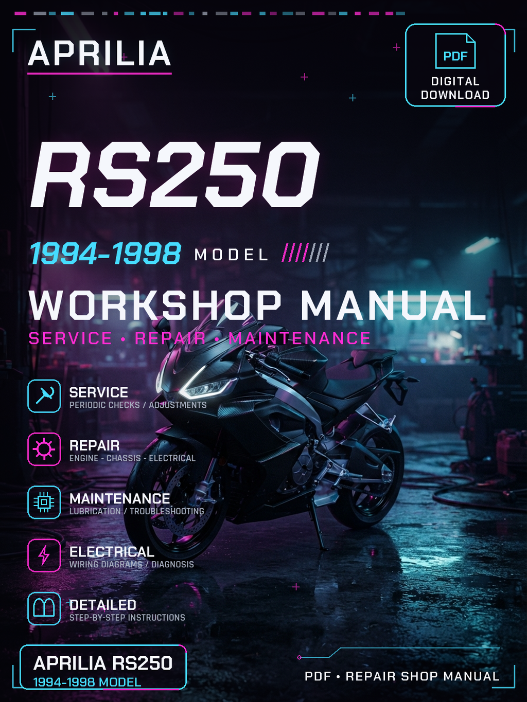 Aprilia RS250 1994 1995 1996 1997 1998 Workshop Repair Service Manual