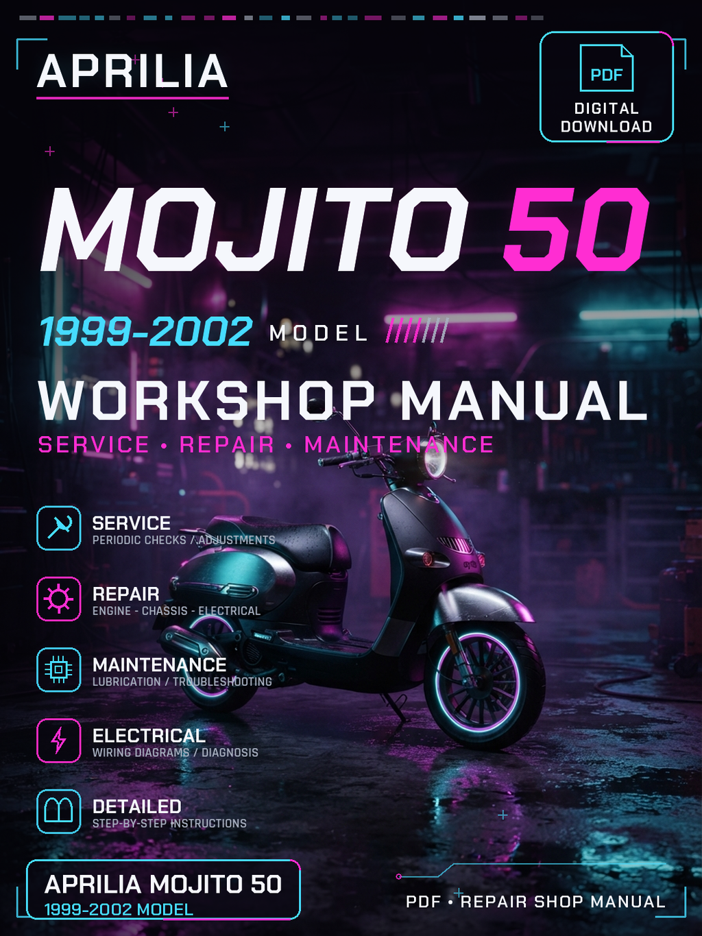 Aprilia Mojito 50 1999 2000 2001 2002 Workshop Repair Service Manual