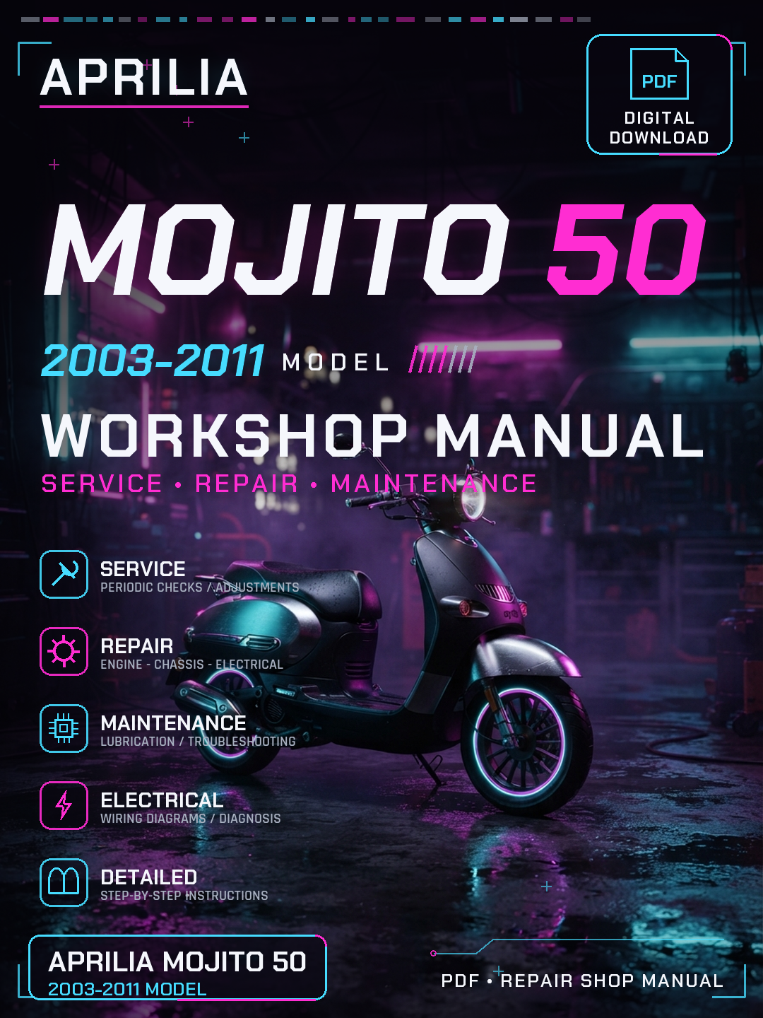 Aprilia Mojito 50 2003 2004 2005 2011 Workshop Repair Service Manual