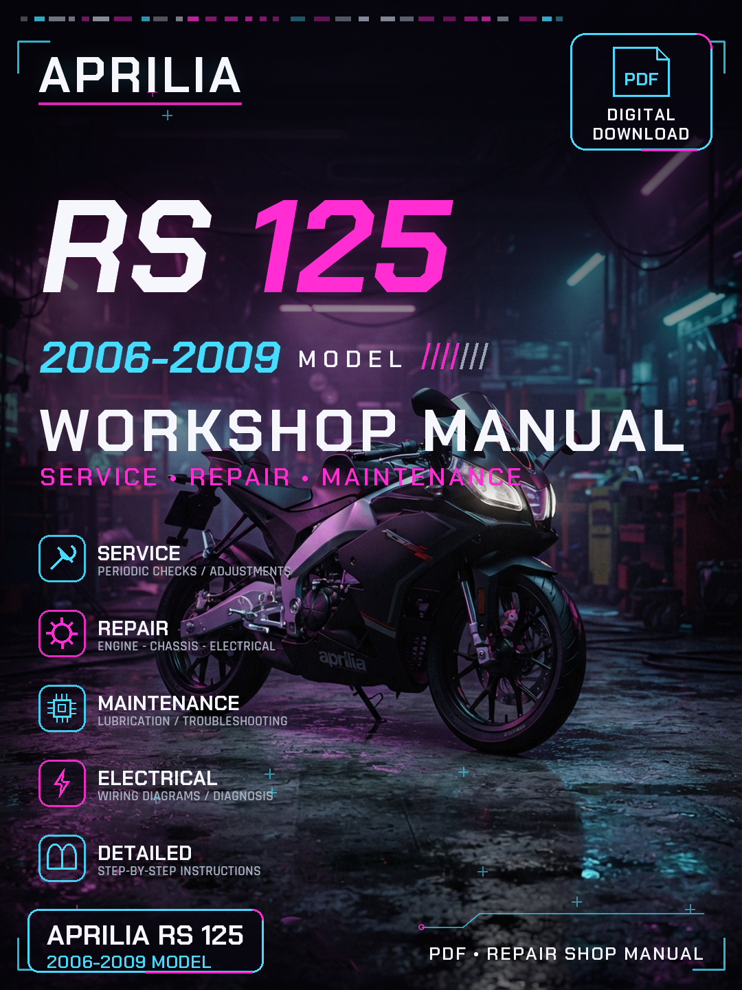 Aprilia RS 125 2006 2007 2008 2009 Workshop Repair Service Manual