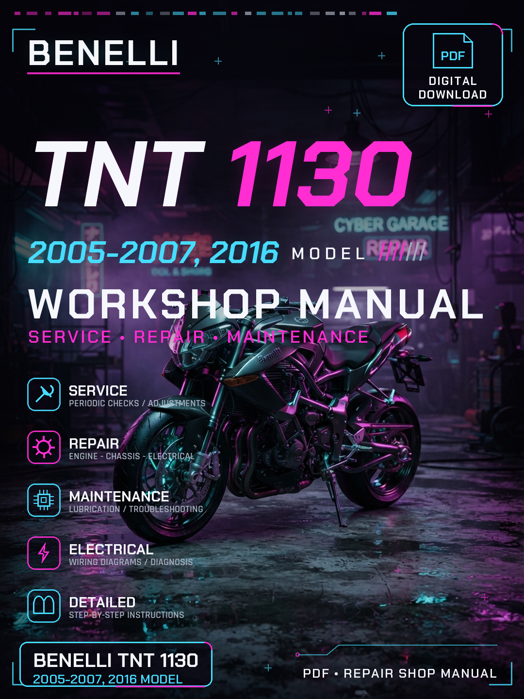 Benelli TNT 1130 2005 2006 2007 2016 Workshop Repair Service Manual