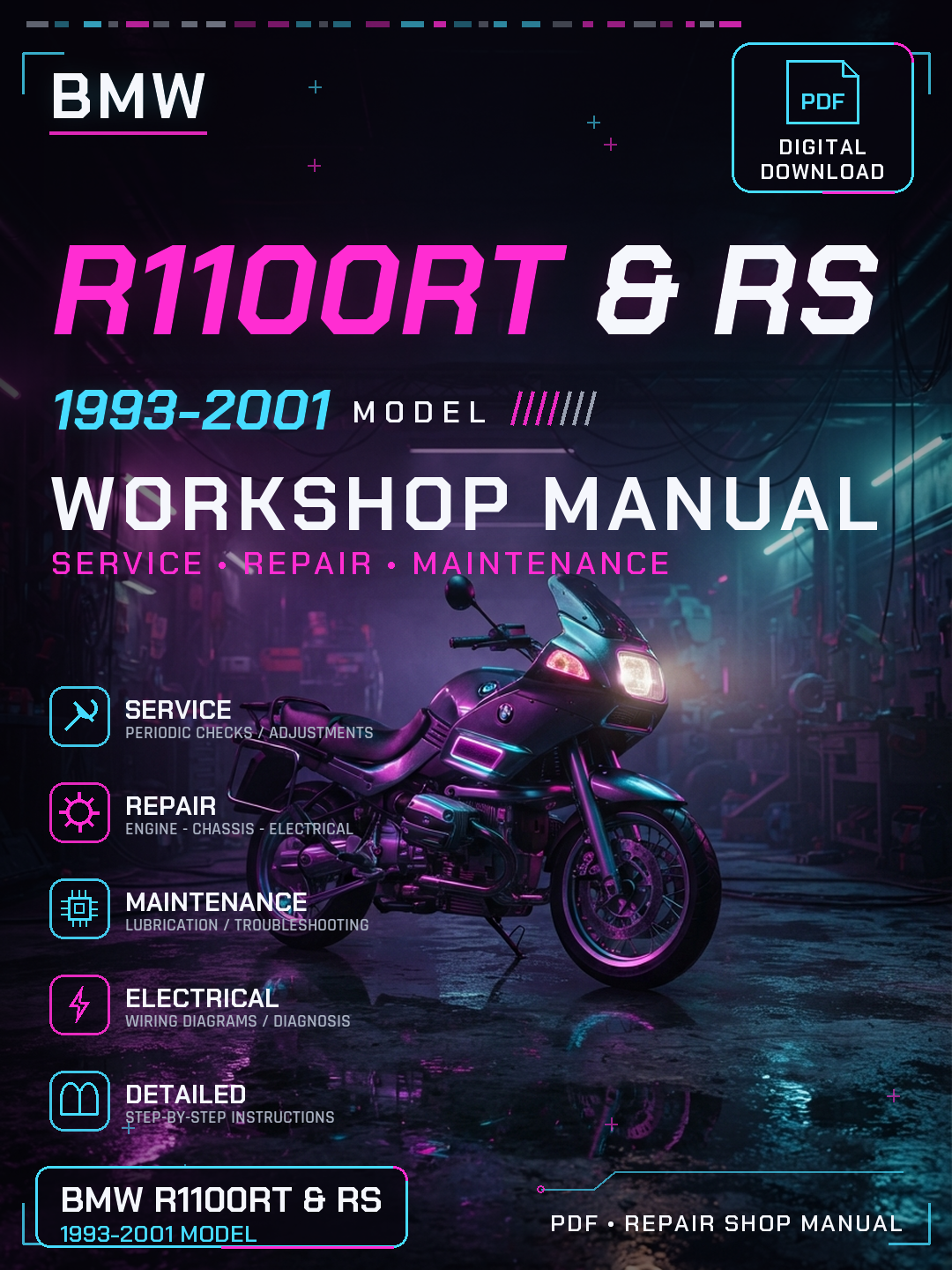 Bmw R1100RT & RS 1993 1994 1995 2001 Workshop Repair Service Manual