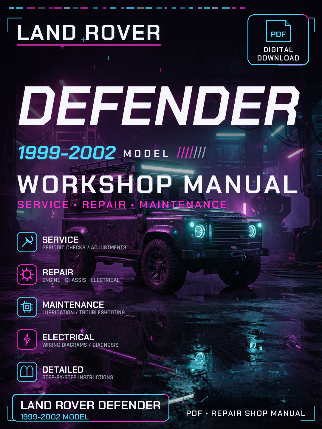 Land Rover Defender 1999 2000 2001 2002 Workshop Repair Service Manual