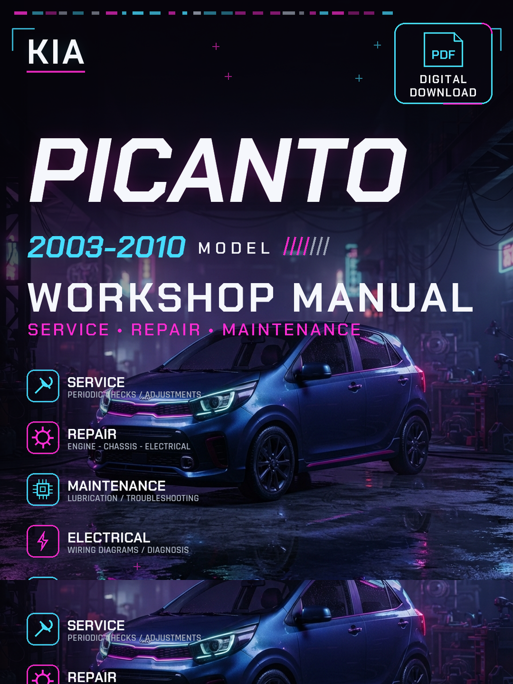 Kia Picanto 2003 2004 2005 2006 2010 Workshop Repair Service Manual