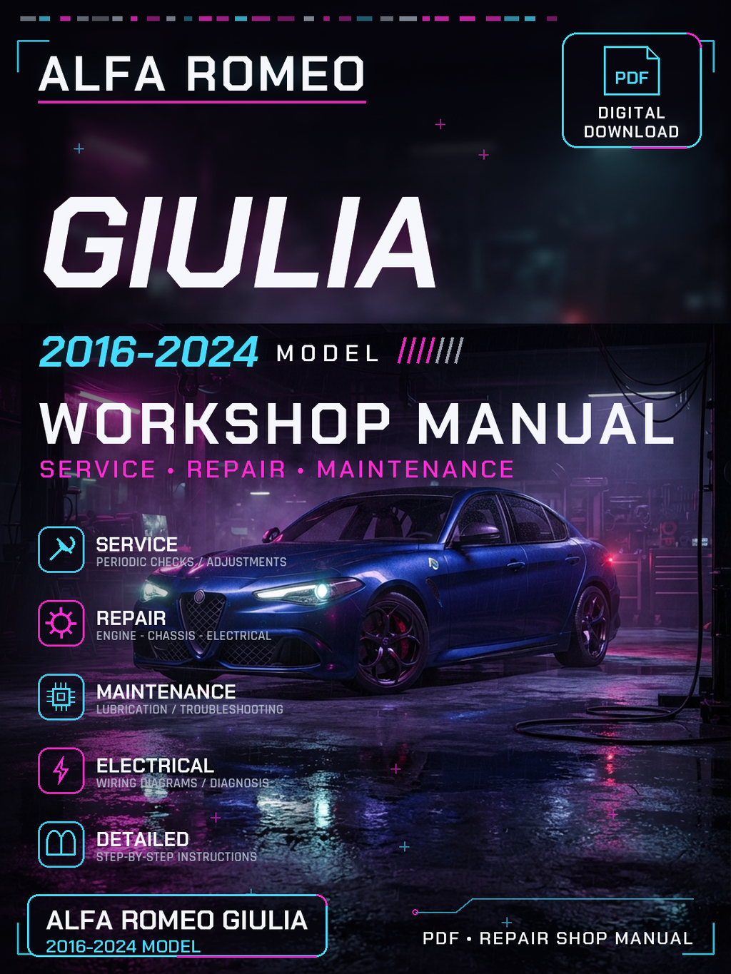 Alfa Romeo Giulia 2016 2017 2018 2024 Workshop Repair Service Manual