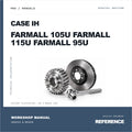 Illustrative cover for Case IH Farmall 105U Farmall 115U Farmall 95U Workshop Service & Repair Manual. Category artwork with workshop tool; not a manual page.