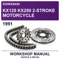 1991 Kawasaki KX125 KX250 2-Stroke Motorcycle Workshop Service & Repair Manual