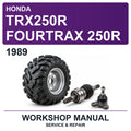 1989 Honda TRX250R Fourtrax 250R Workshop Service & Repair Manual