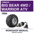 1994 Yamaha BIG Bear 4WD / Warrior ATV Workshop Service & Repair Manual
