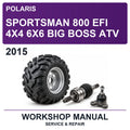 2015 Polaris Sportsman 800 EFI 4X4 6X6 BIG Boss ATV Workshop Service & Repair Manual