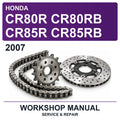 2007 Honda CR80R CR80RB CR85R CR85RB Workshop Service & Repair Manual