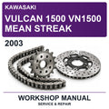 2003 Kawasaki Vulcan 1500 VN1500 Mean Streak Workshop Service & Repair Manual