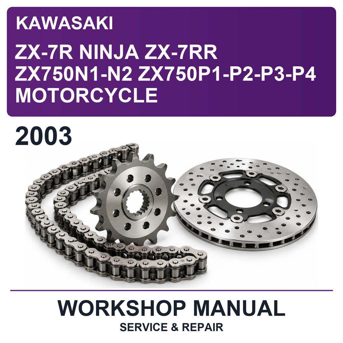 2003 Kawasaki ZX-7R Ninja ZX-7RR ZX750N1-N2 ZX750P1-P2-P3-P4 Motorcycle Workshop Service & Repair Manual