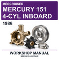 1986 Mercury Mercruiser 151 4-CYL Inboard Workshop Service & Repair Manual