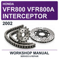 2002 Honda VFR800 VFR800A Interceptor Workshop Service & Repair Manual