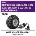 2006 KTM 250/300 SX SXS MXC EXC EXC SIX Days XC XC-W Motorbike Workshop Service & Repair Manual