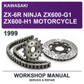 1999 Kawasaki ZX-6R Ninja ZX600-G1 ZX600-H1 Motorcycle Workshop Service & Repair Manual