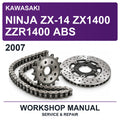 2007 Kawasaki Ninja ZX-14 ZX1400 ZZR1400 ABS Workshop Service & Repair Manual