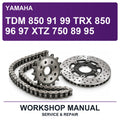 Yamaha Tdm 850 91 99 Trx 850 96 97 Xtz 750 89 95 Workshop Service & Repair Manual