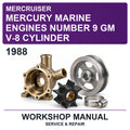 1988 Mercury Mercruiser Marine Engines Number 9 GM V-8 Cylinder Workshop Service & Repair Manual
