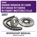 2007 BMW R850R R850GS R1100R R1100GS R1100RS R1100RT Motorcycle Workshop Service & Repair Manual