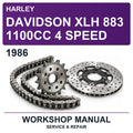 1986 Harley Davidson XLH 883 1100CC 4 Speed Workshop Service & Repair Manual