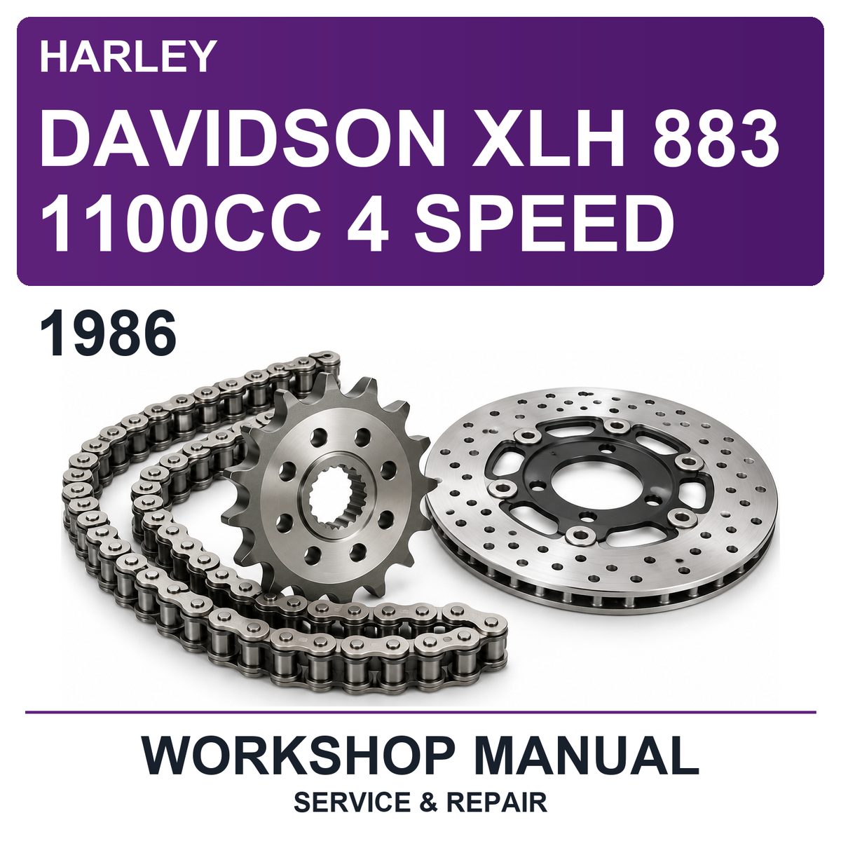 1986 Harley Davidson XLH 883 1100CC 4 Speed Workshop Service & Repair Manual