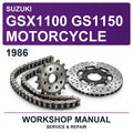 1986 Suzuki GSX1100 GS1150 Motorcycle Workshop Service & Repair Manual