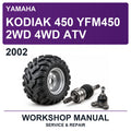 2002 Yamaha Kodiak 450 YFM450 2WD 4WD ATV Workshop Service & Repair Manual