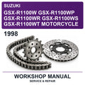 1998 Suzuki GSX-R1100W GSX-R1100WP GSX-R1100WR GSX-R1100WS GSX-R1100WT Motorcycle Workshop Service & Repair Manual