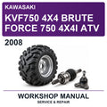 2008 Kawasaki KVF750 4X4 Brute Force 750 4X4I ATV Workshop Service & Repair Manual