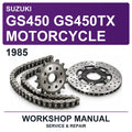 1985 Suzuki GS450 GS450TX Motorcycle Workshop Service & Repair Manual