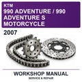 2007 KTM 990 Adventure / 990 Adventure S Motorcycle Workshop Service & Repair Manual