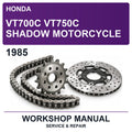 1985 Honda VT700C VT750C Shadow Motorcycle Workshop Service & Repair Manual