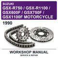 1990 Suzuki GSX-R750 / GSX-R1100 / GSX600F / GSX750F / GSX1100F Motorcycle Workshop Service & Repair Manual