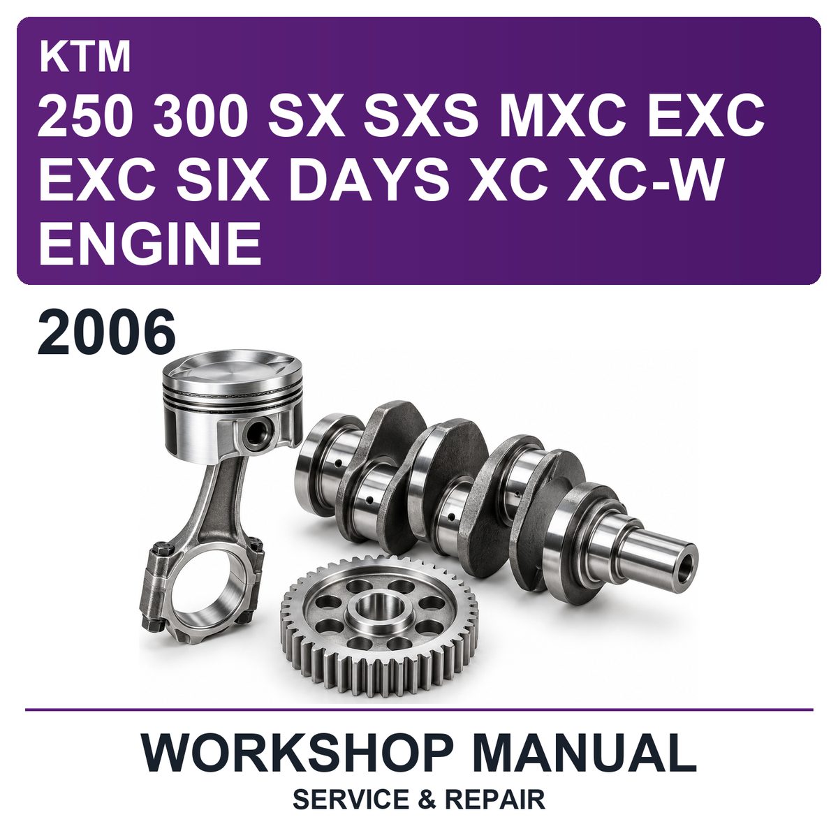 2006 KTM 250 300 SX SXS MXC EXC EXC SIX Days XC XC-W Engine Workshop Service & Repair Manual
