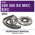 2003 KTM 250 380 Sx Mxc Exc Workshop Service & Repair Manual