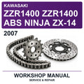 2007 Kawasaki ZZR1400 ZZR1400 ABS Ninja ZX-14 Workshop Service & Repair Manual