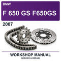 2007 BMW F 650 GS F650GS Workshop Service & Repair Manual