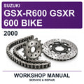 2000 Suzuki GSX-R600 Gsxr 600 Bike Workshop Service & Repair Manual