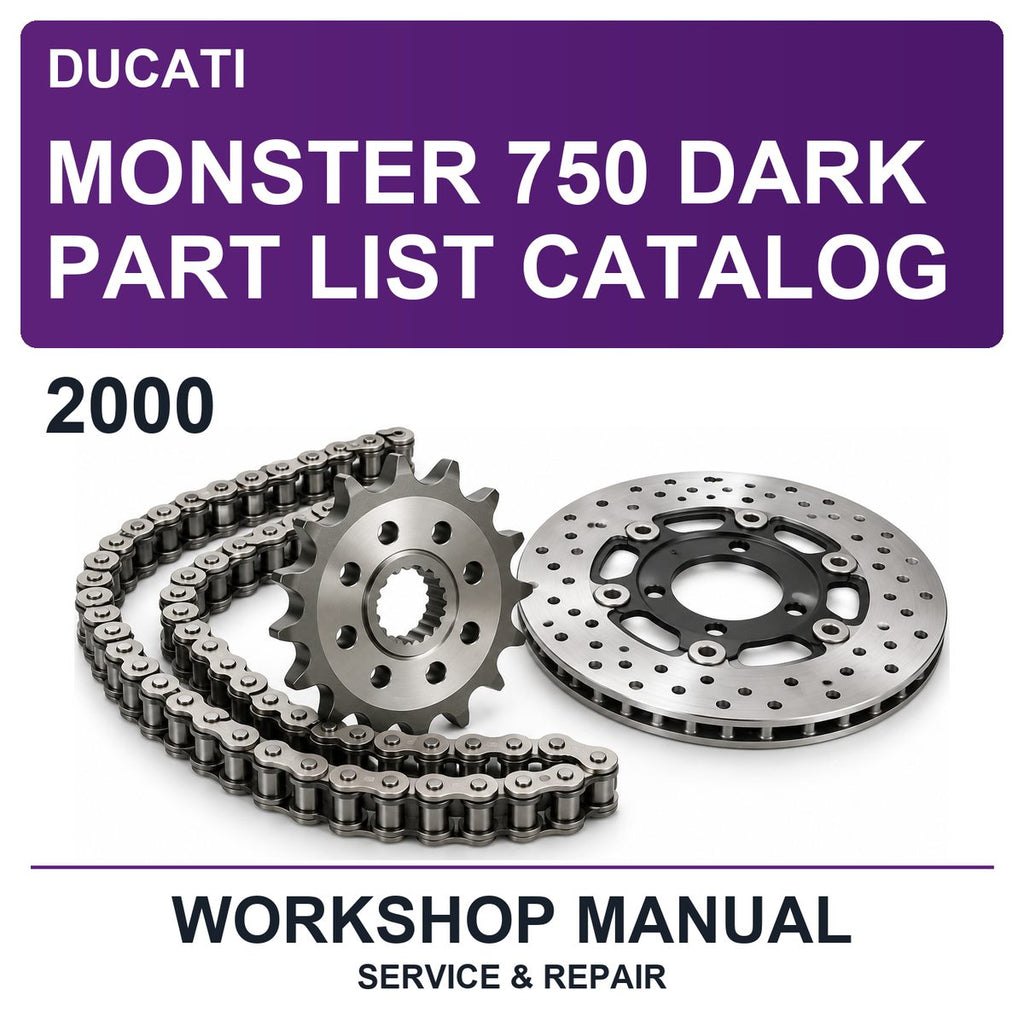 2000 Ducati Monster 750 Dark Part List Catalog Workshop Service & Repair Manual