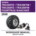 2006 Honda TRX350TE / TRX350TM / TRX350FE / TRX350FM Fourtrax Rancher Workshop Service & Repair Manual